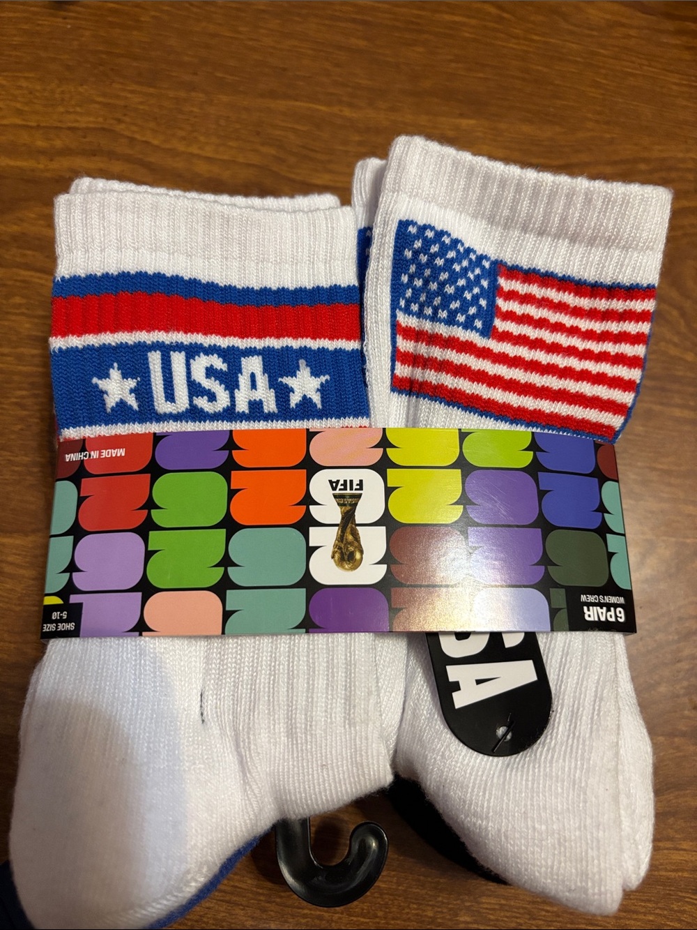 USA Flag Crew Socks - White, Red & Blue